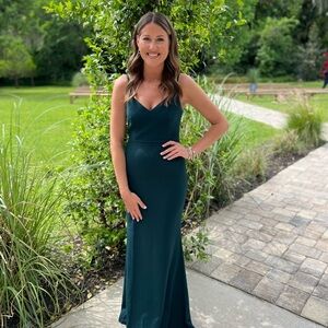Forest Green Backless Mermaid Maxi Dress
